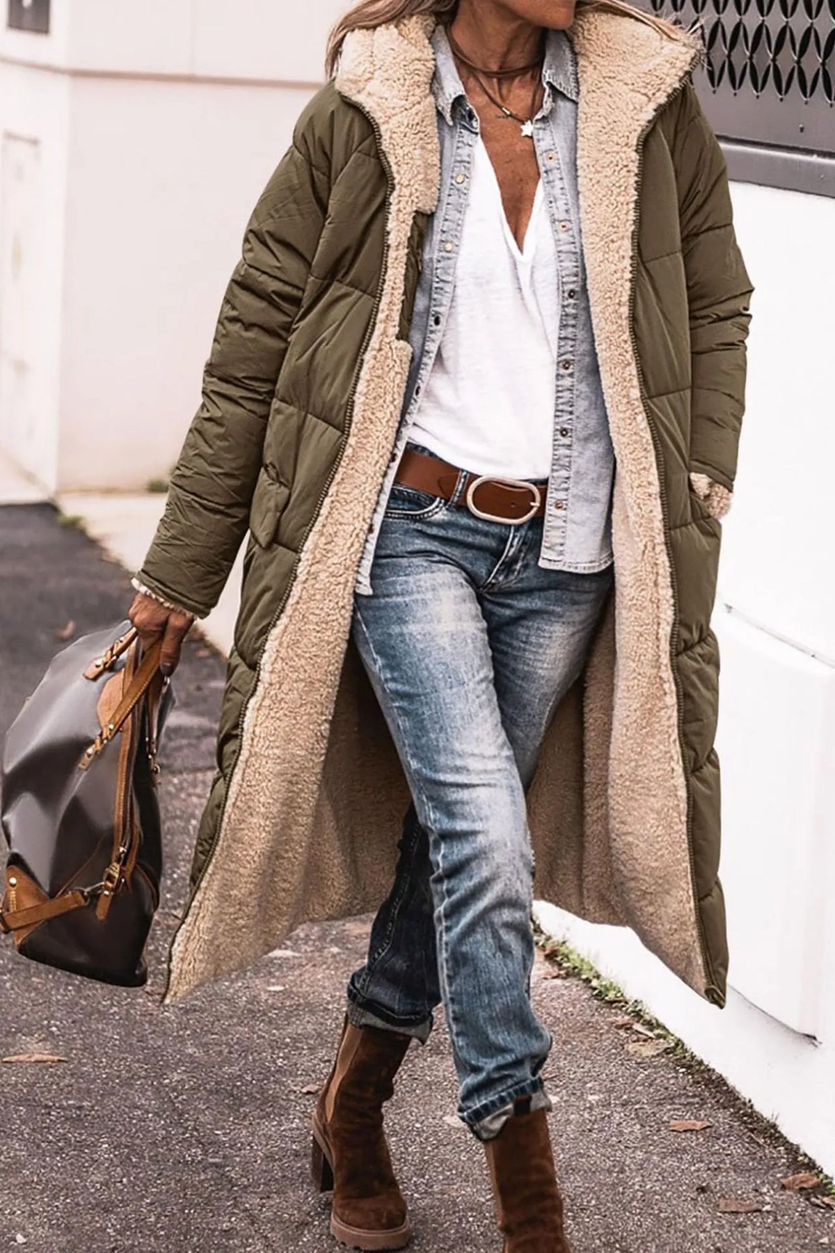 Veste Courte en Coton à Capuche