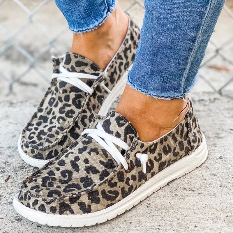 Baskets mocassins tendance pour femmes avec motif léopard à la mode R&B