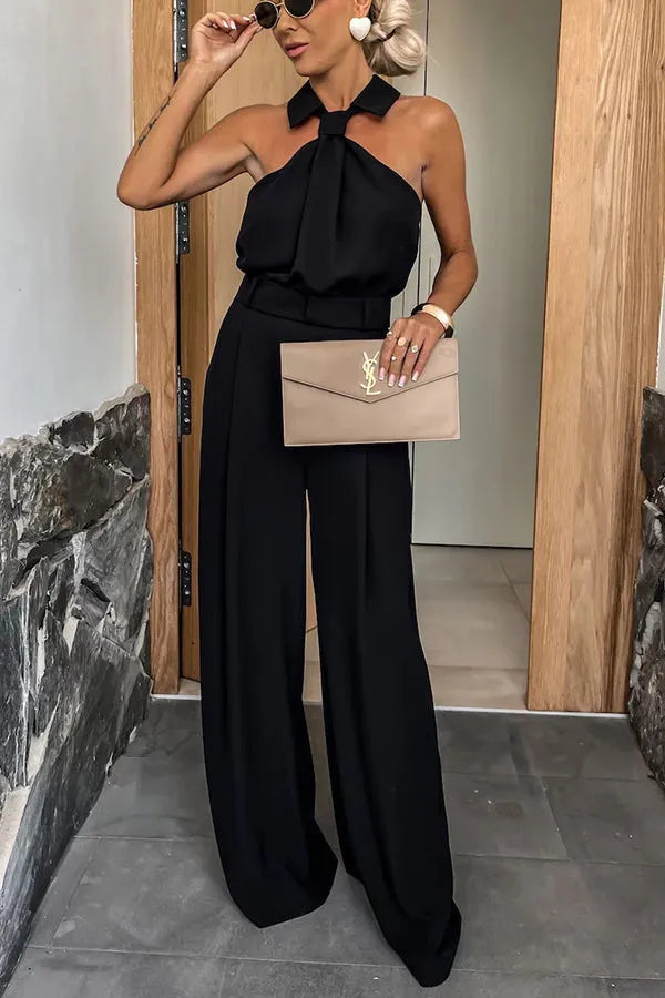 Combinaison Avec Col Halter Et Jambe Large Pour Femmes | Idéal Pour Soirées Et Événements