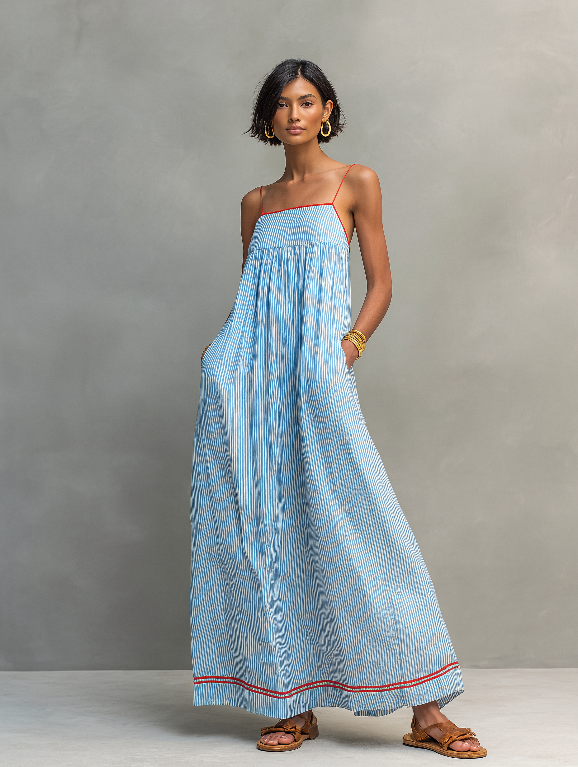 Maranie | Robe maxi fluide avec poches latérales pratiques