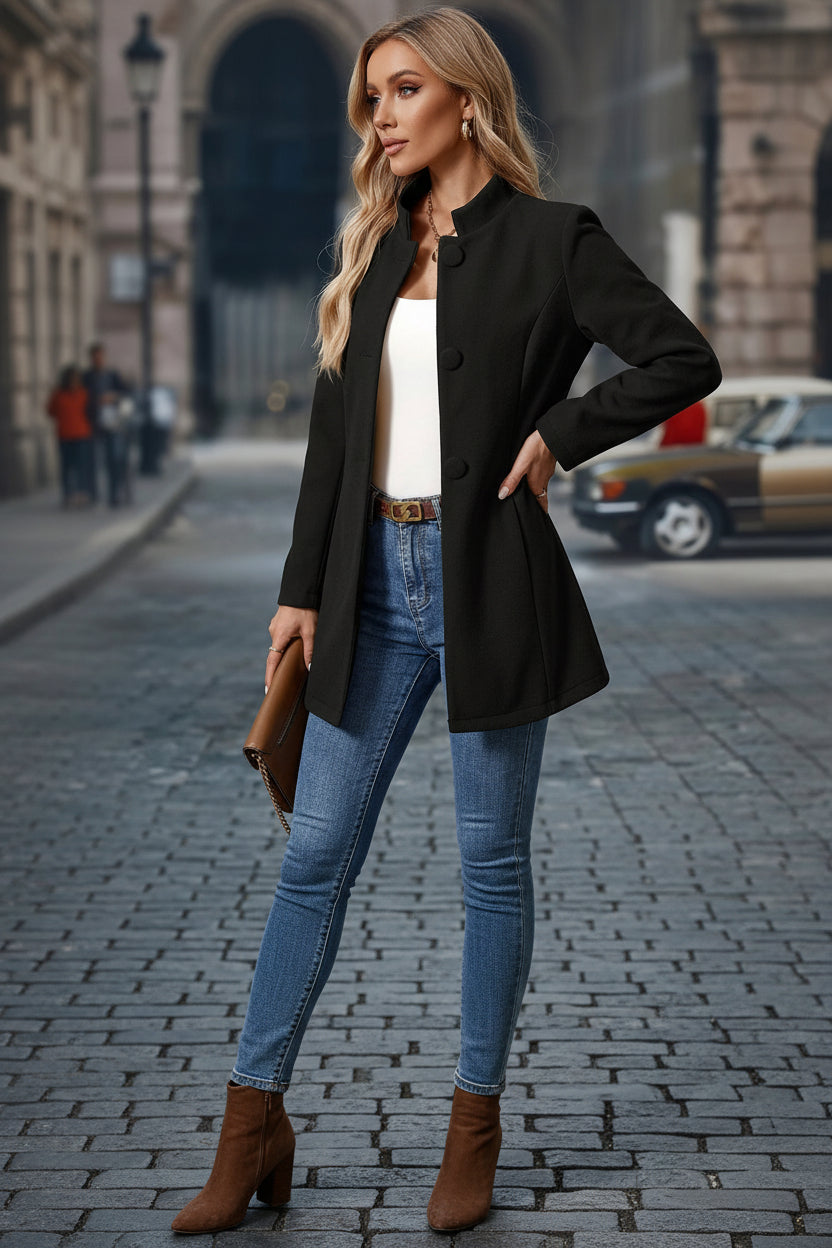 Blazer Long Élégant à Devant Ouvert