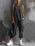 Ensemble de loisirs pour femmes : Haut de loisir gris foncé + Pantalon de jogging