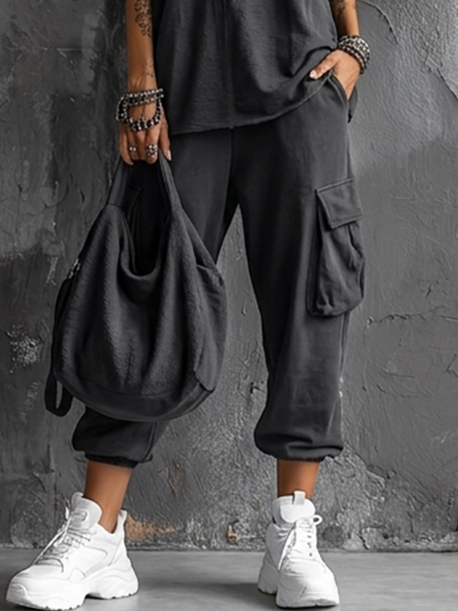 Ensemble de loisirs pour femmes : Haut de loisir gris foncé + Pantalon de jogging