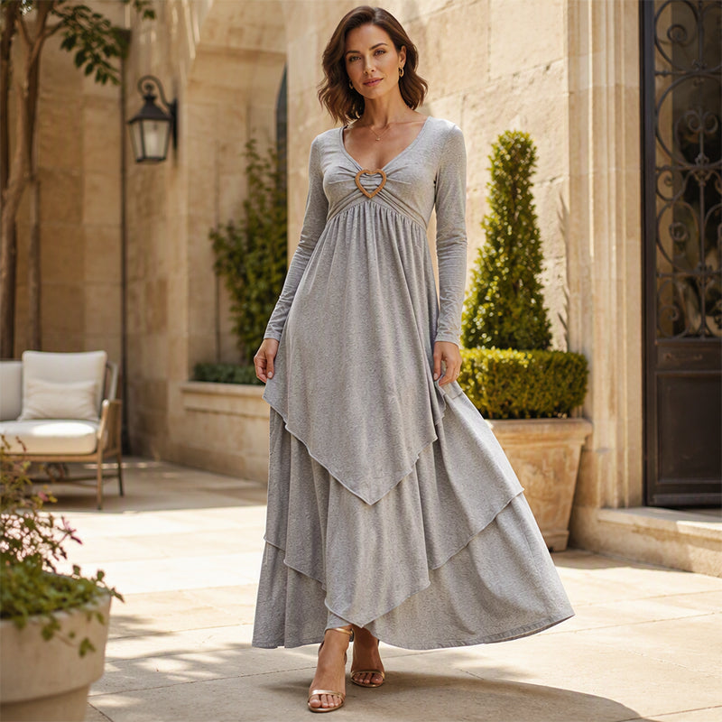 Robe midi femme superposée avec détail cœur