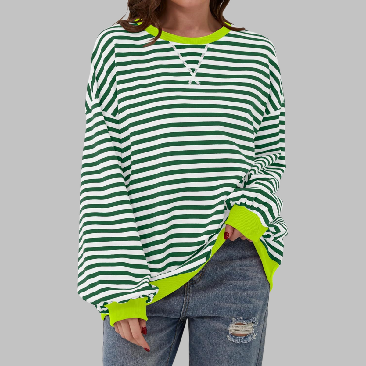 Ellen - Pull Rond à Rayures Élégant