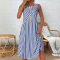 Heidi™ - Robe d'été sans manches à rayures avec couverture du ventre