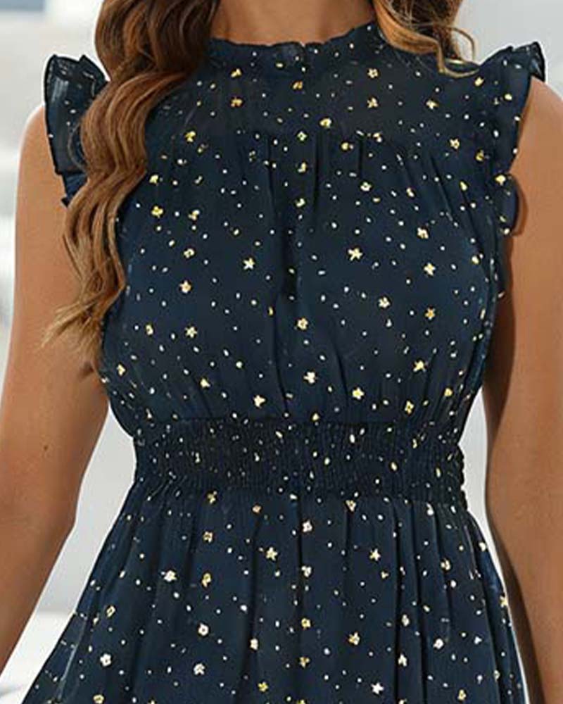 Robe Volante Sans Manches Flounce