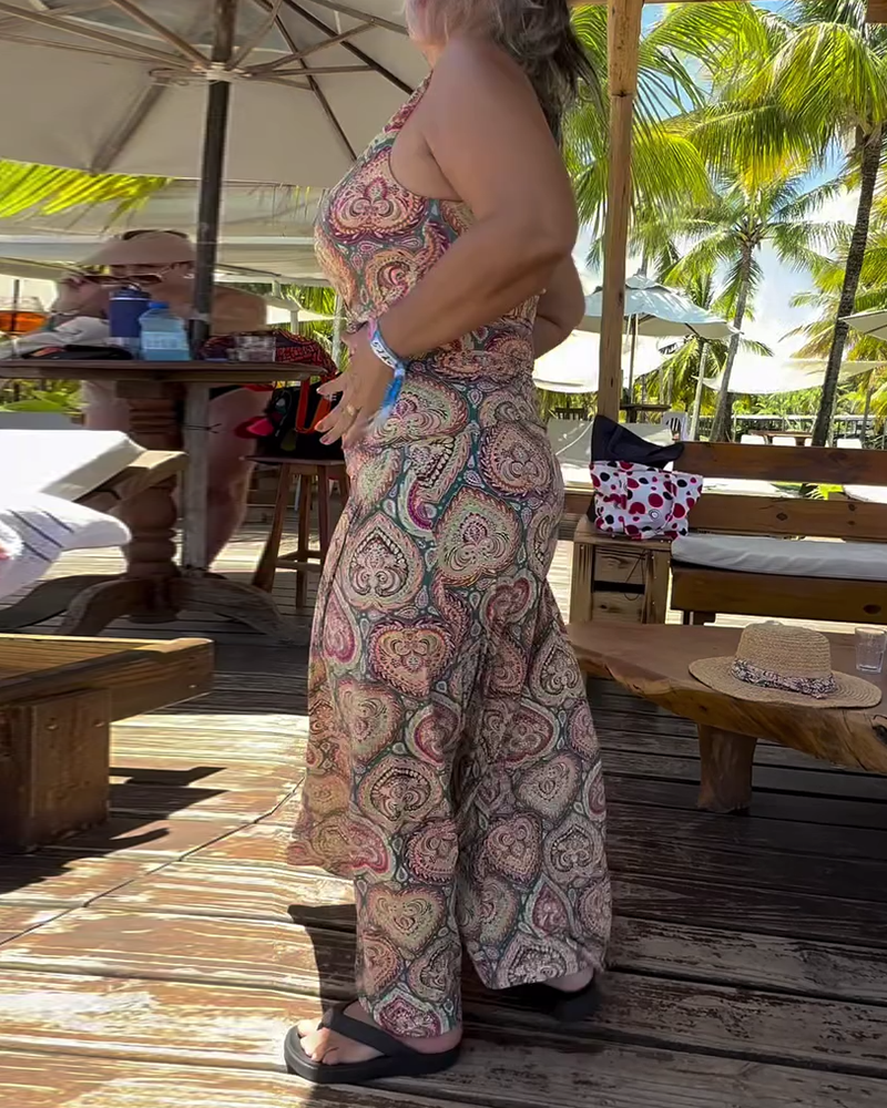 Maillot de bain sans bretelles imprimé cœur pour les vacances