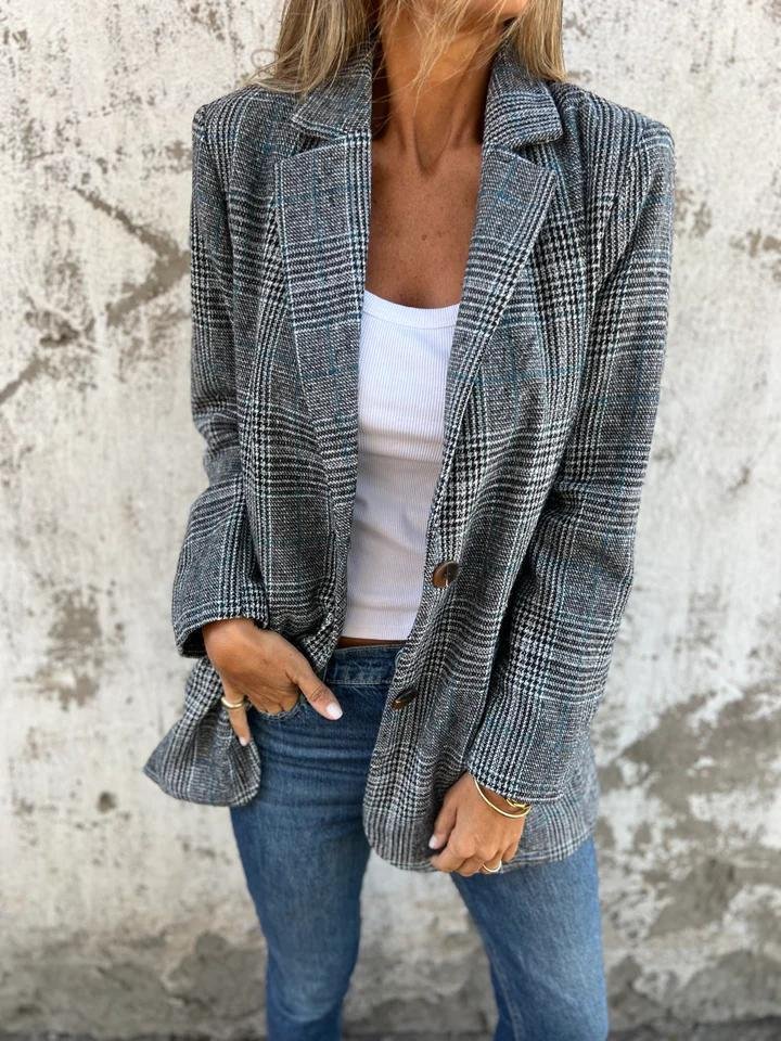 Olivia | Blazer à motif tartan élégant et décontracté
