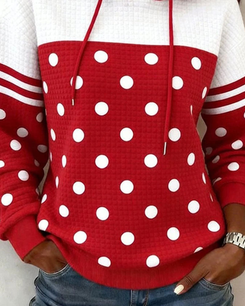 Hoodie Pois Bloc Couleur Cordon