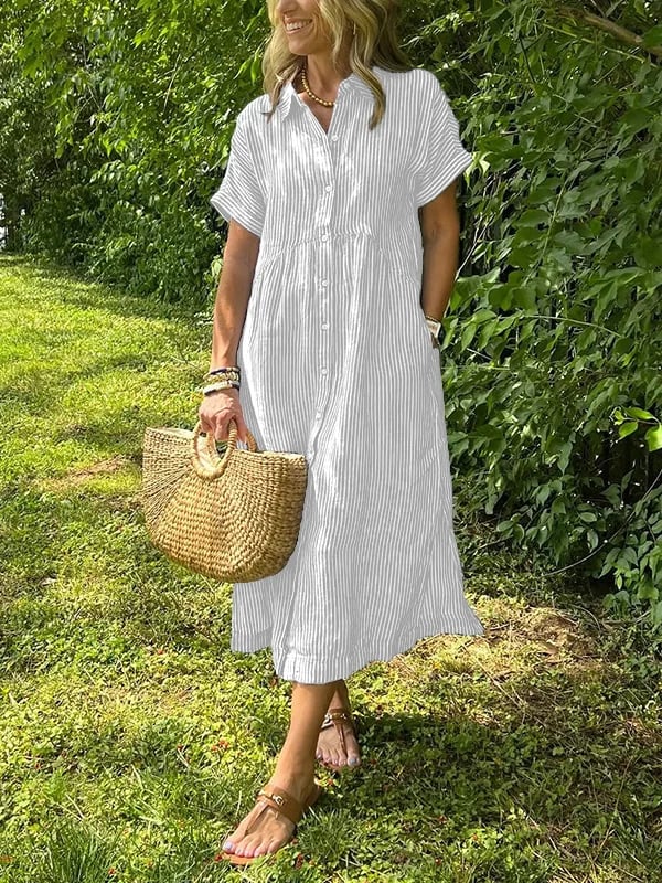 Gwen™ - Robe chemise rayée