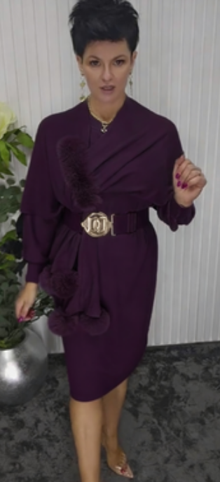 Elsabeth | Robe midi chic avec ceinture décorative