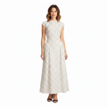 Robe Longue à Pois pour Femme avec Col Rond et Jupe Évasée Coupe Ajustée