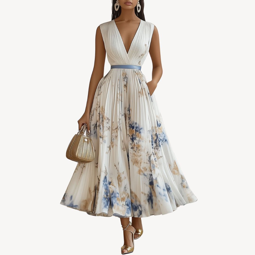 Robe blanche en mousseline à fleurs pour femme | Midi