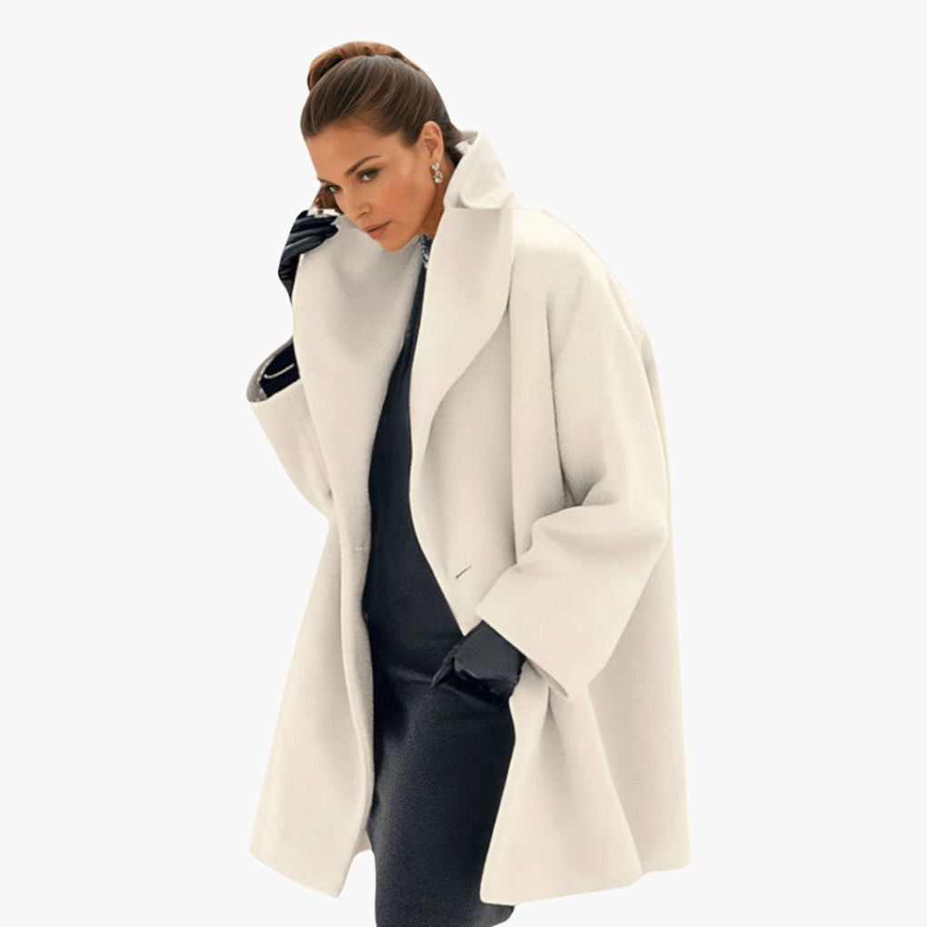 Manteau Femme avec Col Large et Coupe Longue