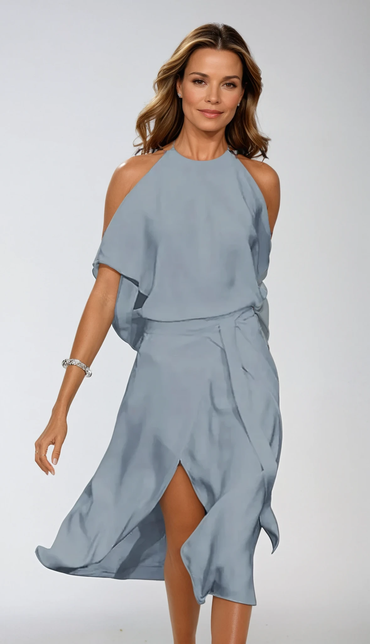 Celestine – Robe Midi Asymétrique Off-Shoulder
