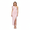 Robe Invitée de Mariage à Épaule Dénudée et Nœud avec Jupe Portefeuille Femme