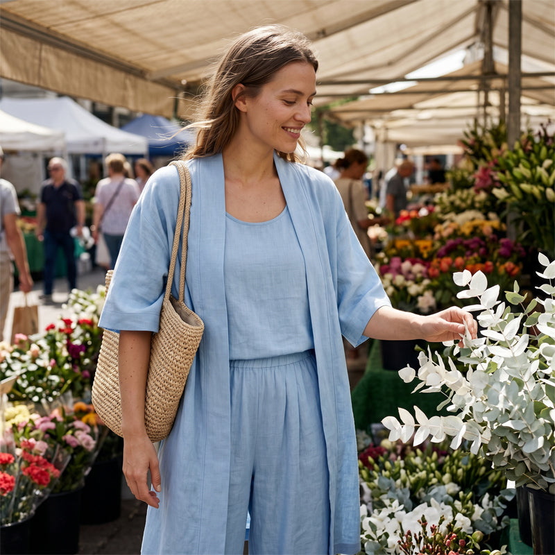 Hirelina | Ensemble de resort respirant avec cardigan ouvert