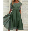 MW | Robe midi en chiffon avec des manches transparentes en longueur midi