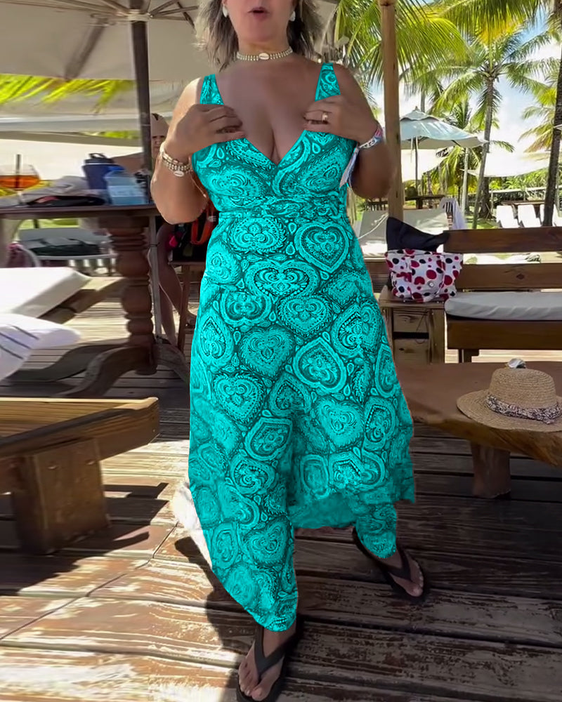 Maillot de bain sans bretelles imprimé cœur pour les vacances