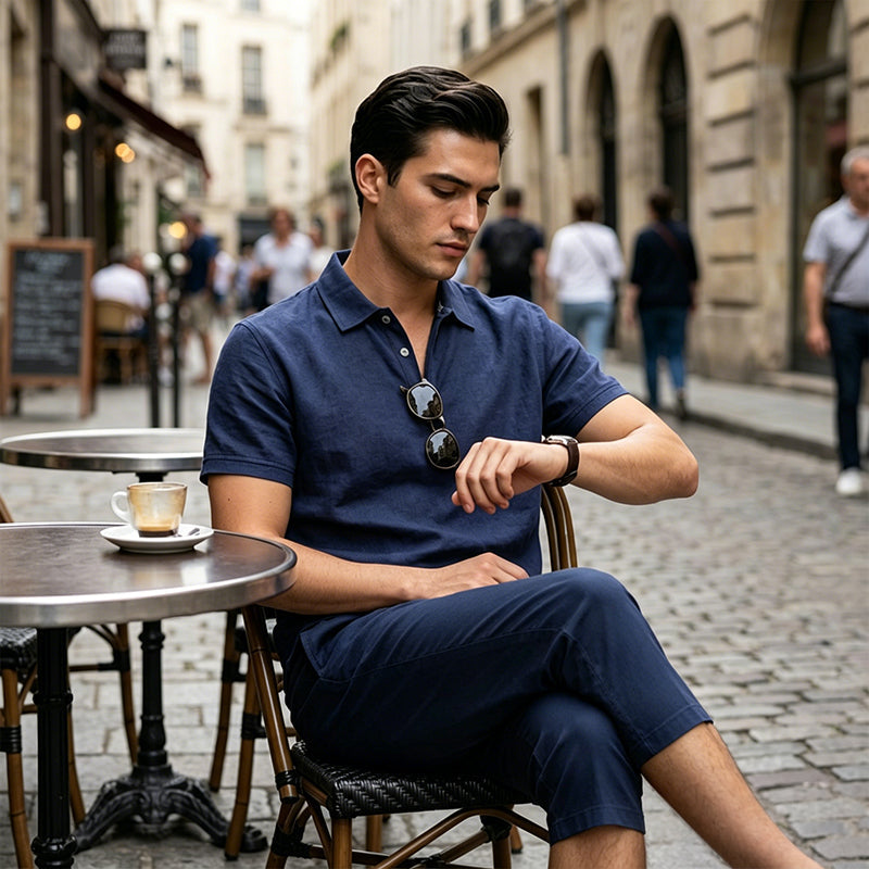 Nikvoon | Ensemble chemise et pantalon en lin adapté à la vie quotidienne