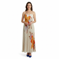 Robe Maxi sans Bretelles Plissée avec Corset Intégré et Imprimé Fleuri