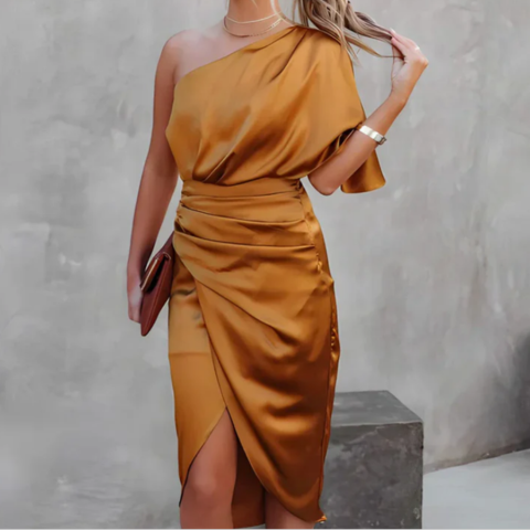 ROBE ÉLÉGANTE À ÉPAULES DÉCOUVERTES POUR FEMMES | MIDI