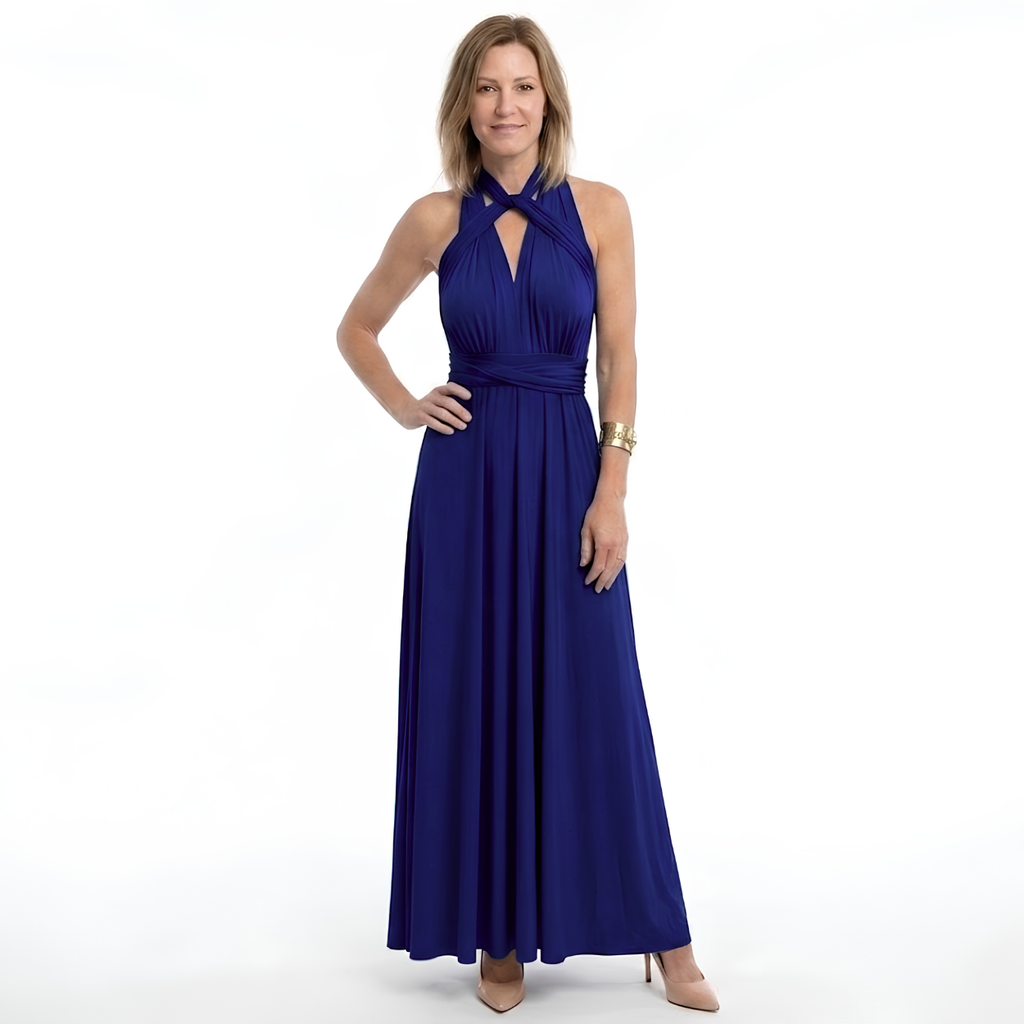 Robe Maxi Convertible Infinity avec Bretelles Multi-Positions et Jupe Fluide