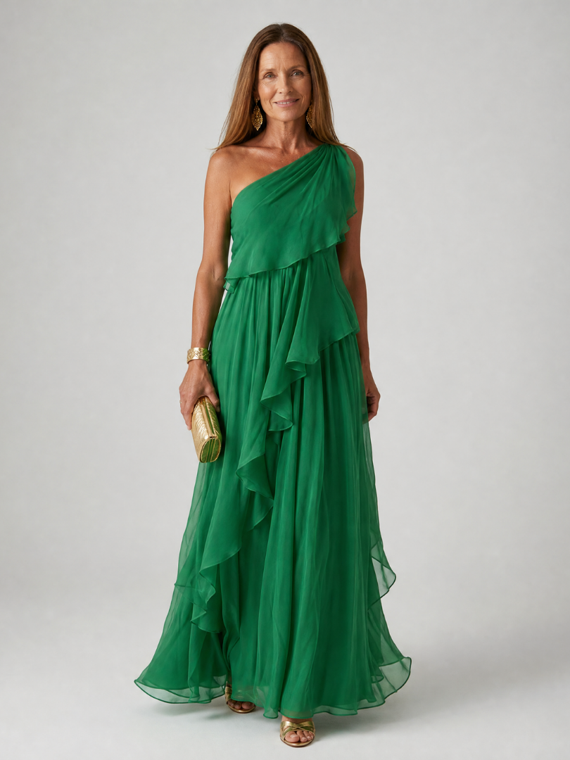 Parietta | Robe maxi élégante avec décolleté asymétrique