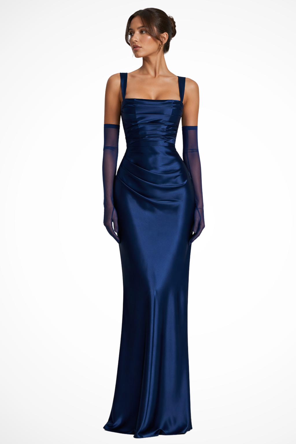 Vivienne | Robe Maxi de Mariage à Encolure Carrée et Fronces pour Femme
