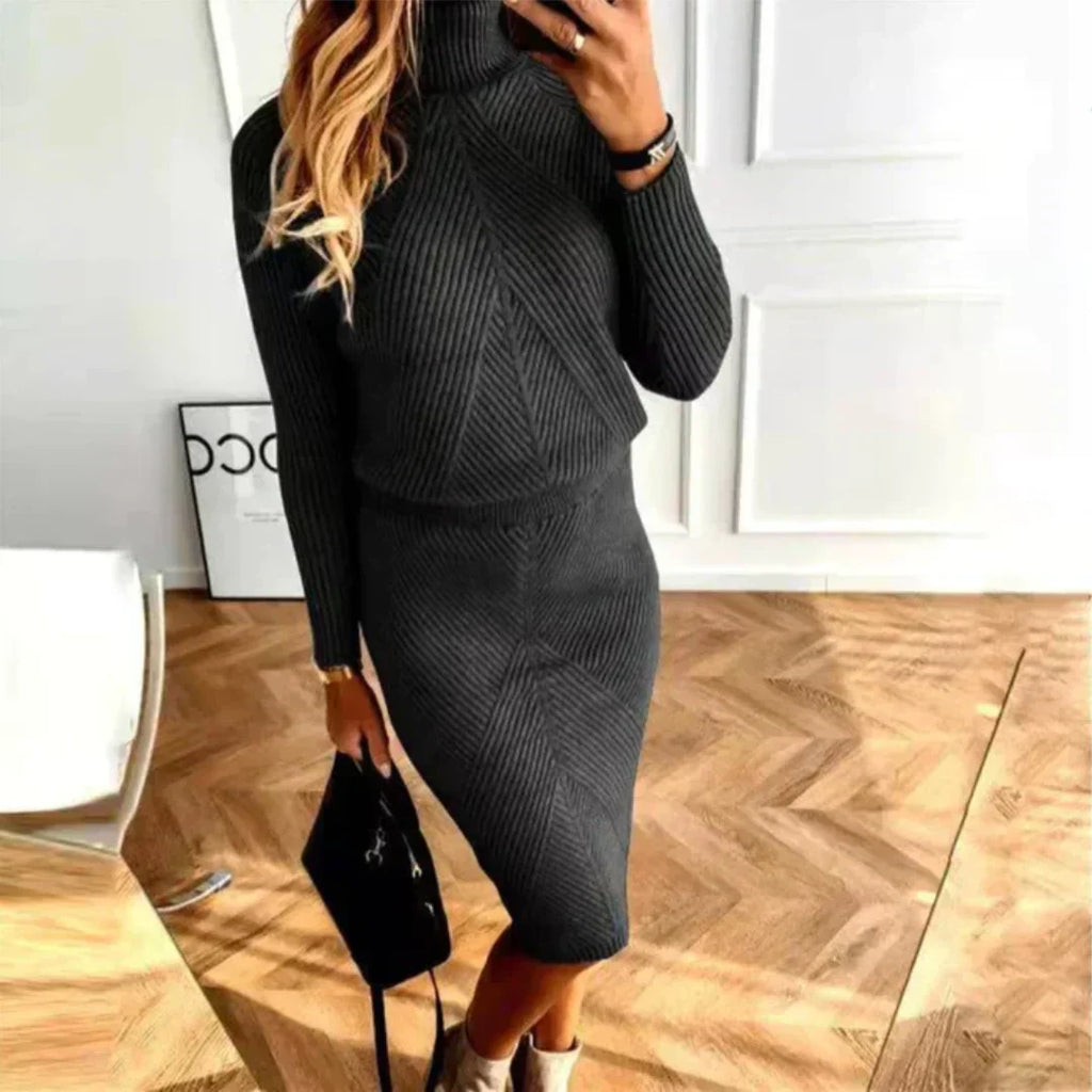 Robe Pull Col Montant Femme à Manches Longues et Coupe Décontractée