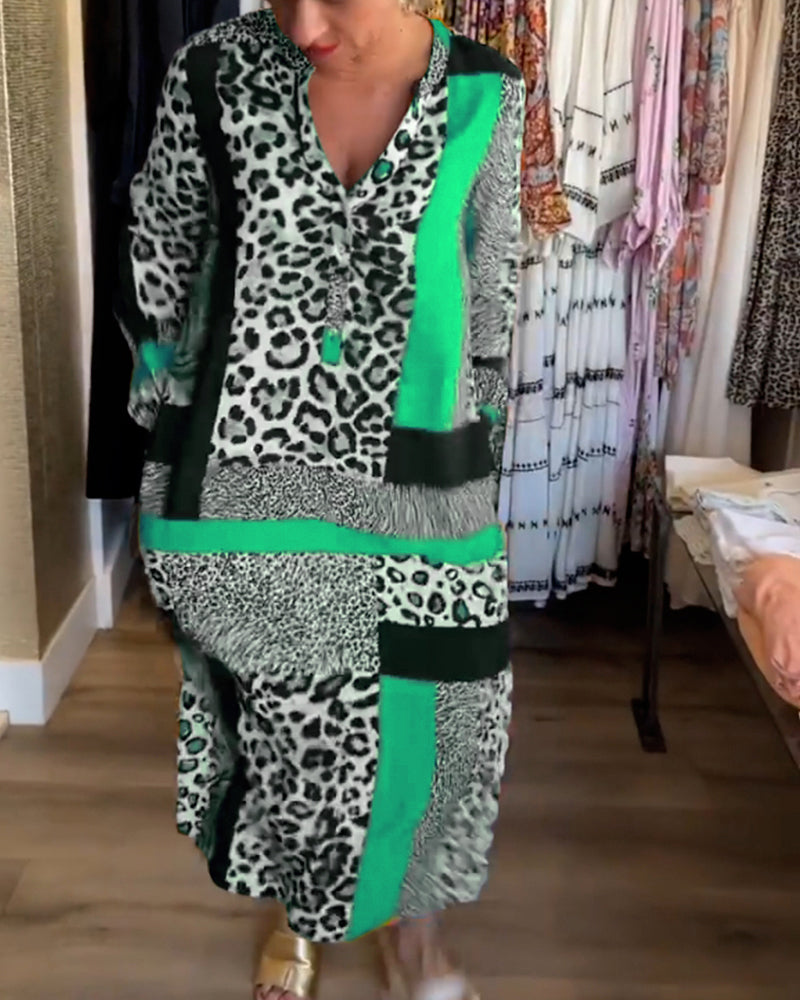 Robe à imprimé géométrique léopard