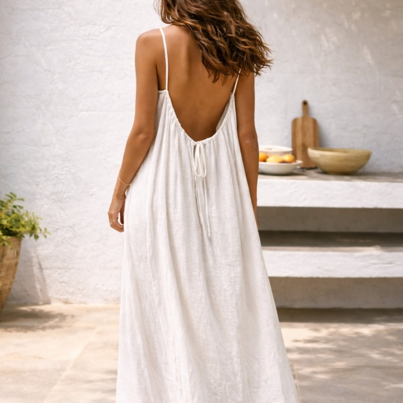 Robe Maxi Dos Nu à Bretelles Réglables pour Femme | Idéale pour les Journées Estivales et les Sorties Décontractées