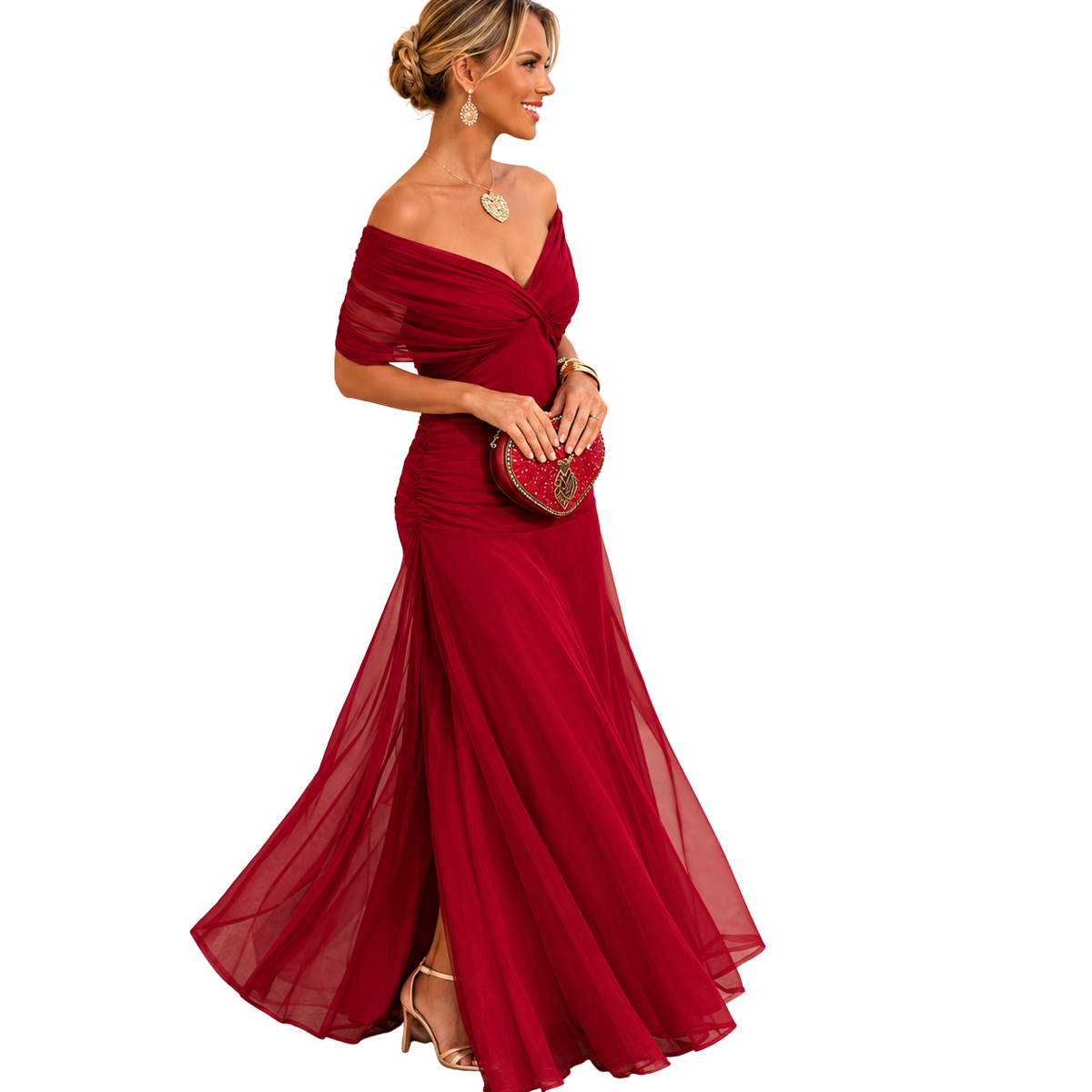 Clara | Robe de cocktail élégante pour femmes Maxi décolleté en V en chiffon