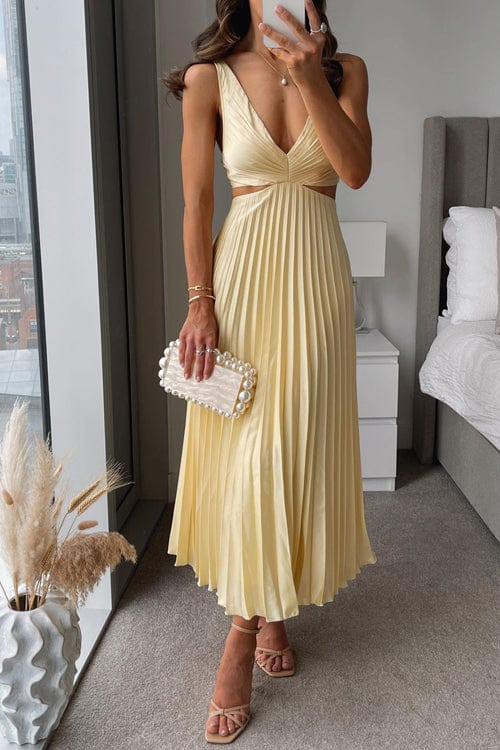 Sanne | Robe midi en satin chic avec des plis élégants