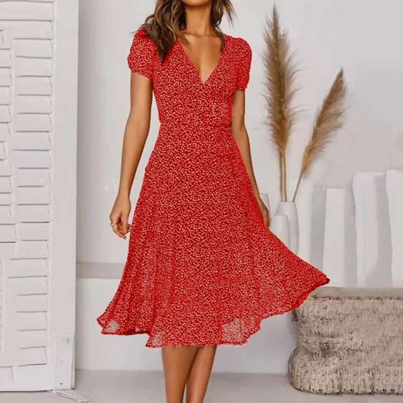 MW | Robe midi portefeuille à décolleté en V