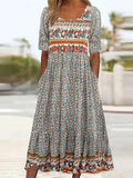 Robe Midi Boho Femme | Manches Courtes