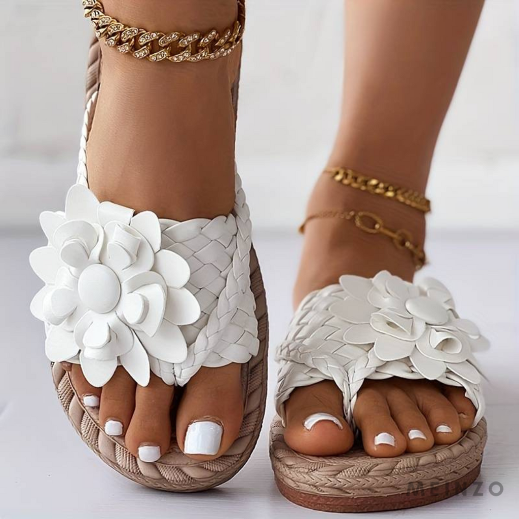 Sandales D’été Avec Design Floral Et Brides Tressées Pour Femmes | Idéal Pour La Saison Estivale Et Les Sorties