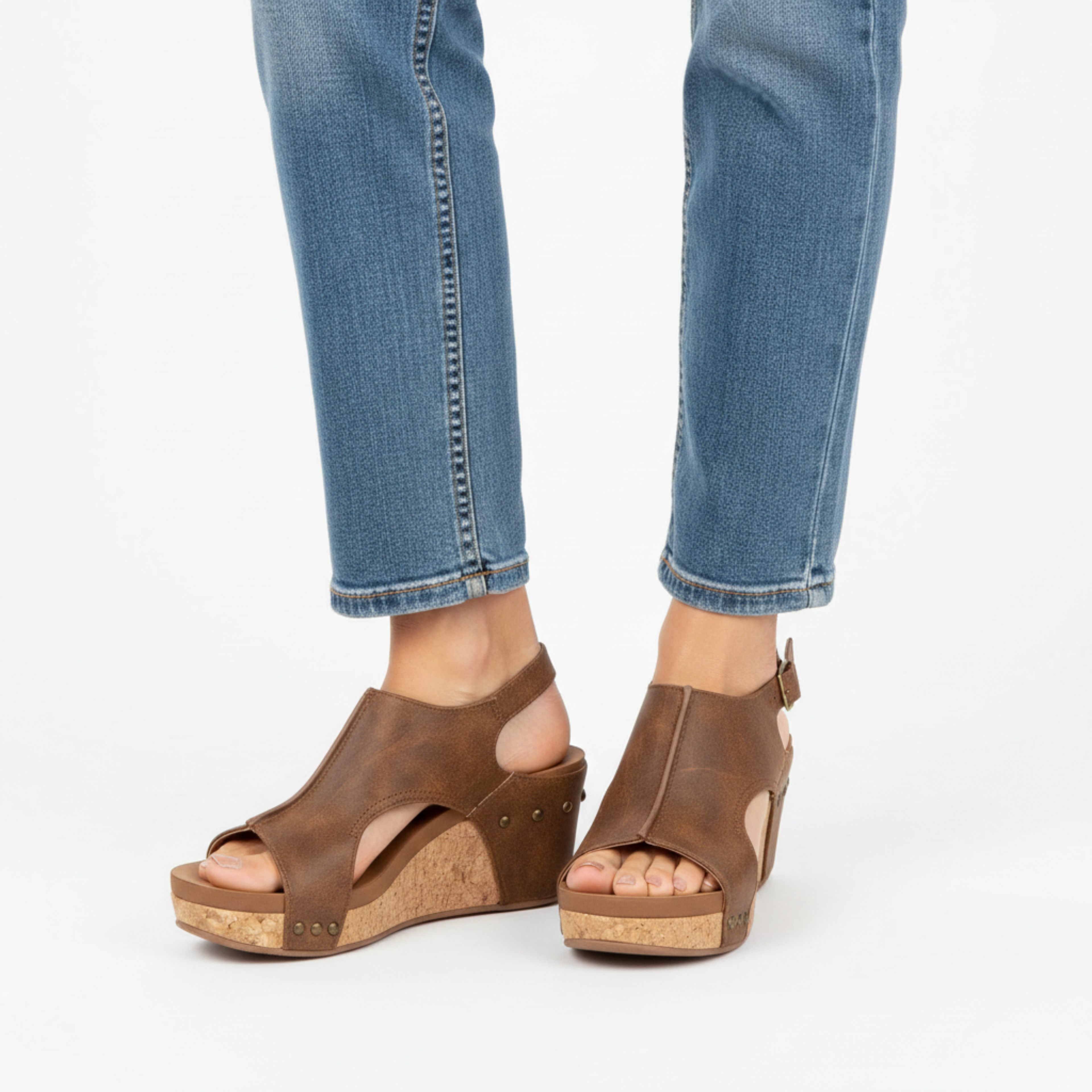 Sandales à Plateforme pour Femme Chaussures Compensées à Bout Ouvert Effet Liège
