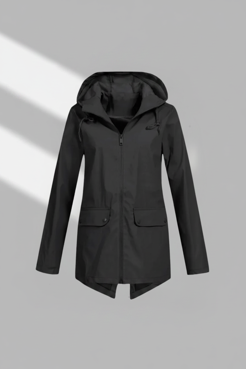 Manteau utilitaire à capuche et fermeture éclair longue