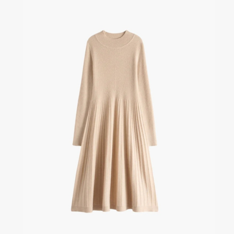 Robe en maille douce à manches longues pour femme | Midi