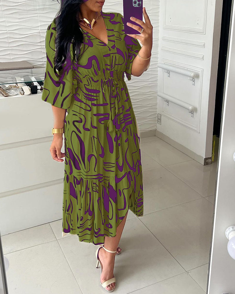 Robe imprimée à encre taille V
