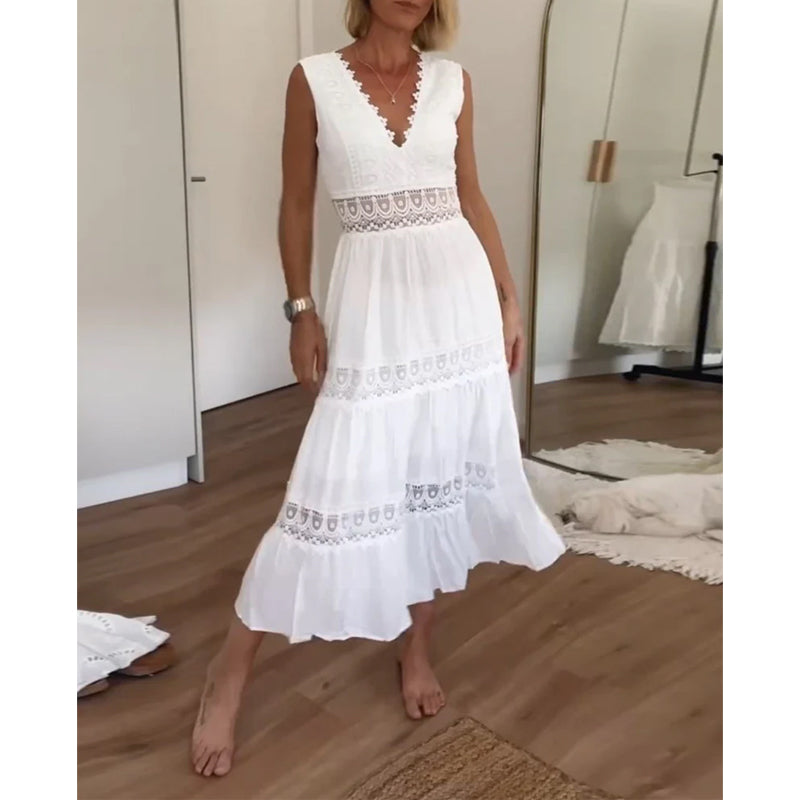 Robe débardeur en dentelle à col en V