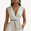 Robe blanche en mousseline à fleurs pour femme | Midi