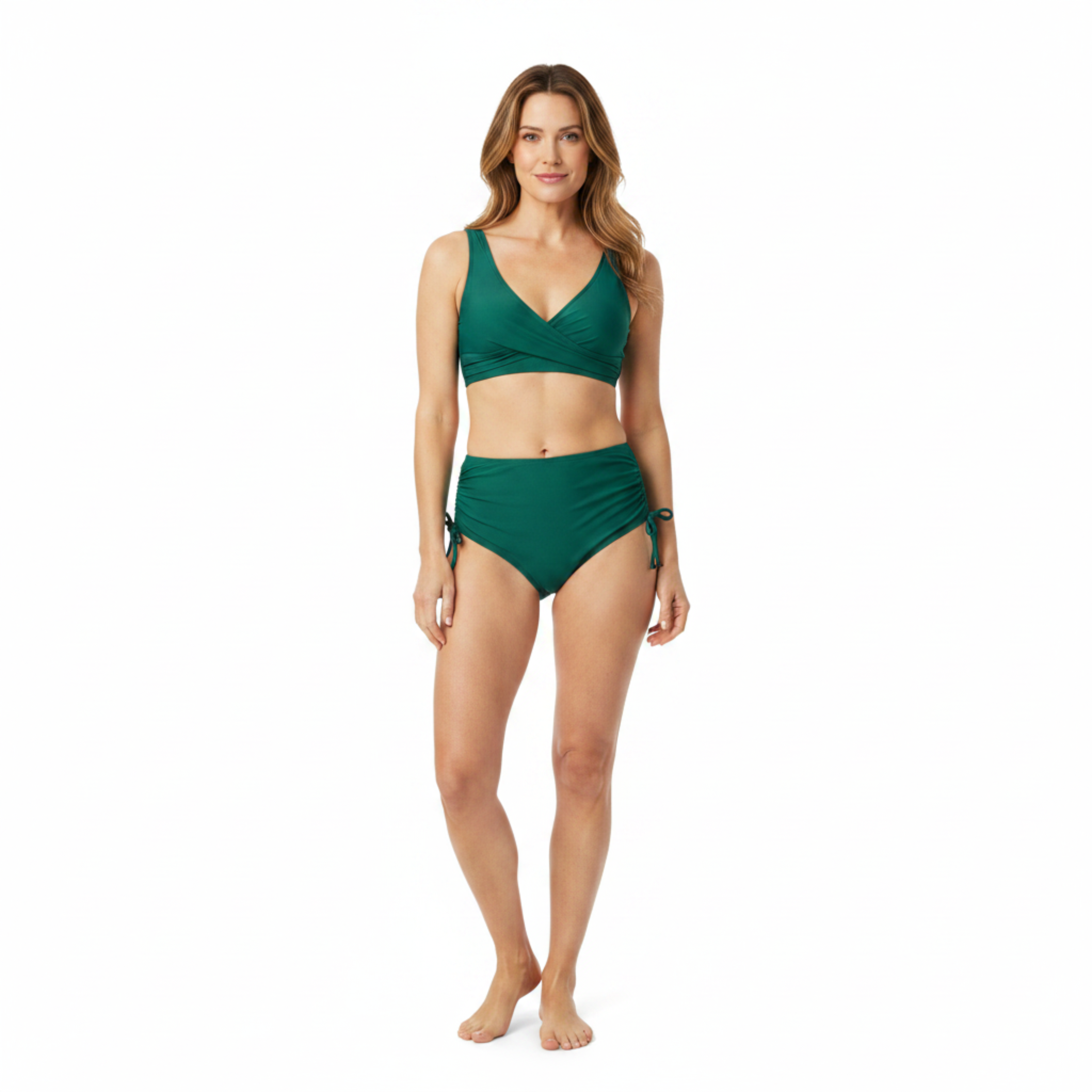Ensemble maillot de bain deux pièces avec haut croisé et culotte de bain à nœuds