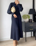 Robe Midi Tricotée pour Femme avec Col Polo et Coupe A