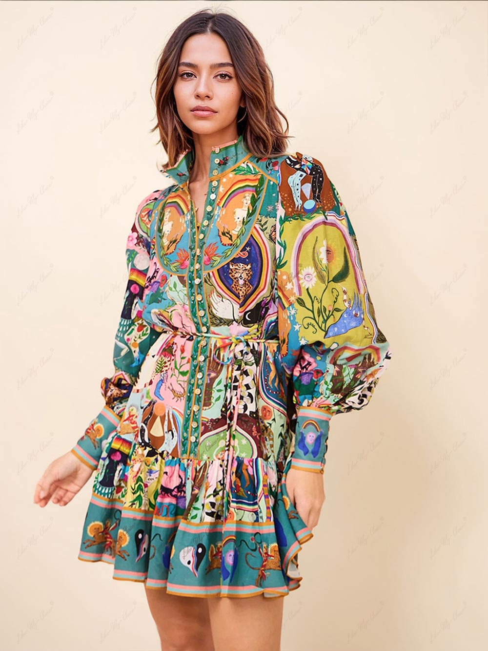 Robe Mini Boho Femme | Manches Longues