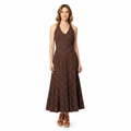 Robe Maxi à Pois pour Femme avec Col Halter et Décolleté en V Plongeant