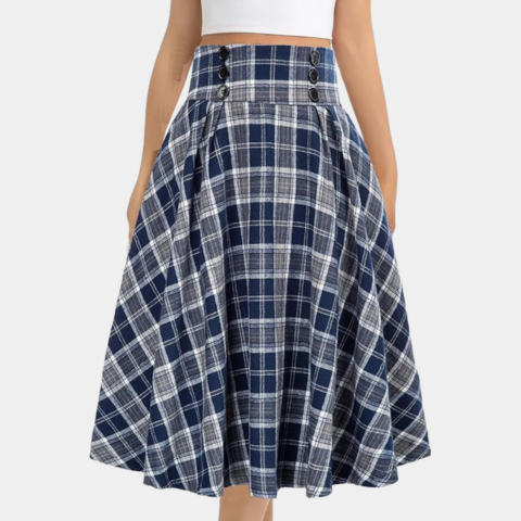 Jupe à carreaux élégante à taille haute pour femme | Midi