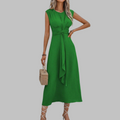 Robe Midi Femme | A-Line Ceinturée Sans Manches